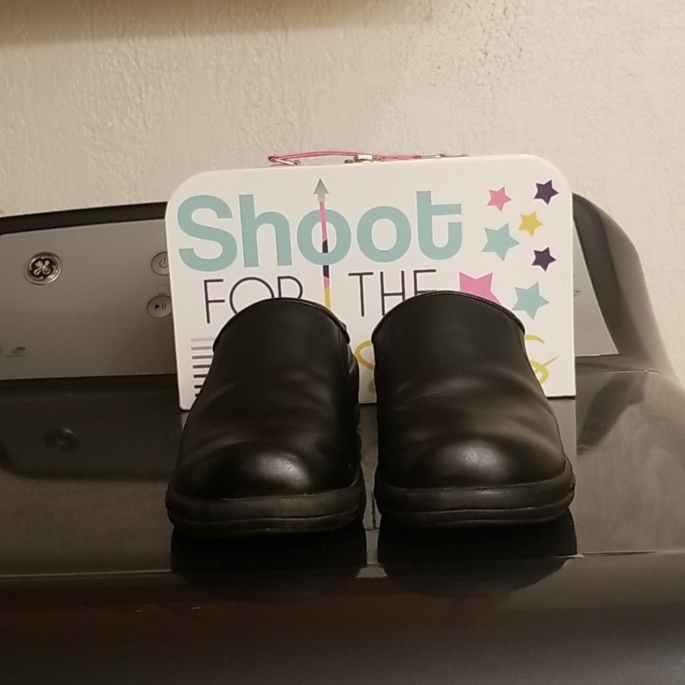 Dansko slip resistant black leather clogs